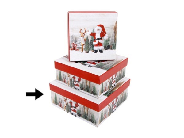 Geschenkschachtel Gerimport Santa Claus quadratisch flach Grösse 3