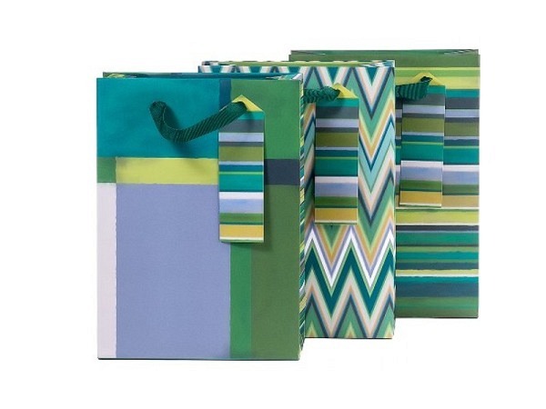 Geschenksack Artebene Kacheln blau grün 3er Set 18x16x8cm