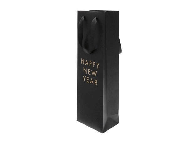 Flaschentasche PaperPoetry Happy New Year schwarz 12x36,5x8cm