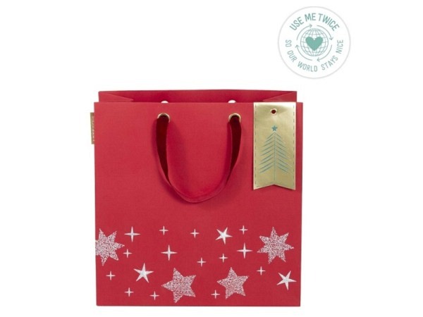 Geschenksack Artebene Christmas Red Sterne 25x25x11cm