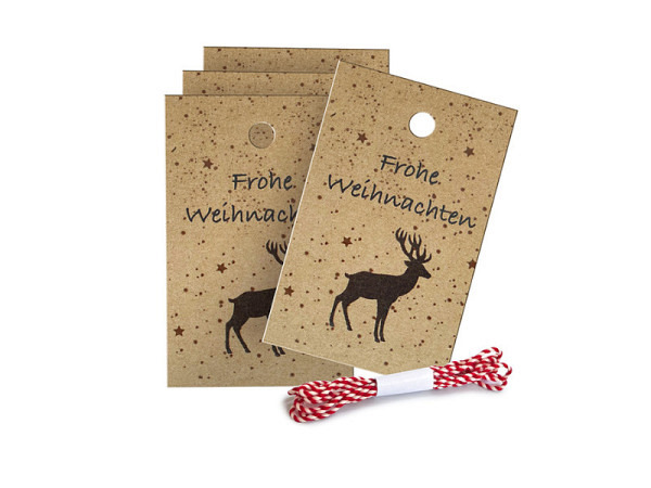 Geschenksanhänger Braun&Company Froher Hirsch 4Stk