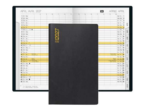 Agenda Rido Planer Uni-Planer Alpha schwarz 1Monat auf 2Seiten