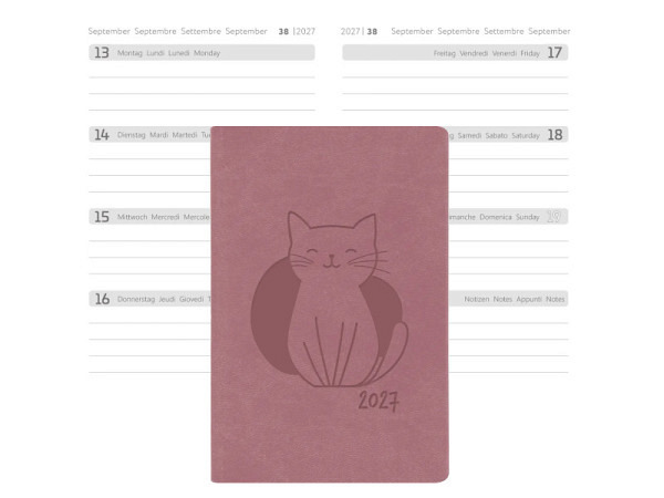 Agenda Simplex Ladytimer Pocket 7,2x11,5cm Cat altrosa
