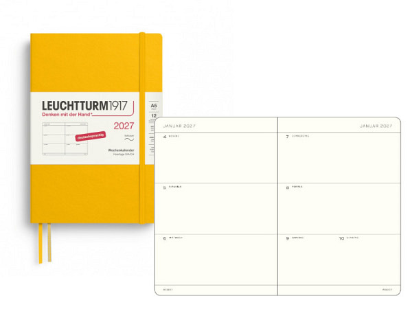 Agenda Leuchtturm Medium 7 Tage auf 2 Seiten horizontal Softcover sunflower