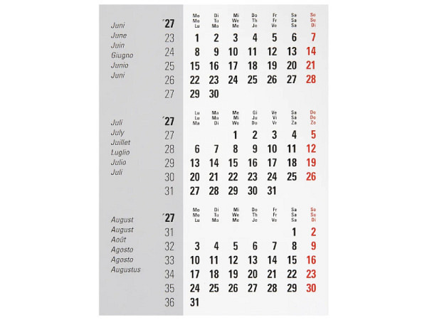 Tischkalender Biella 3-Monate Desktop Frame Ersa..