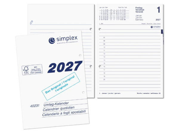 Umlegeblock Simplex 12,5x17,5cm 1 Tag pro Seite