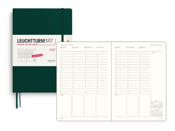 Agenda Leuchtturm Composition 7 Tage auf 2 Seiten vertikal Hardcover forest green