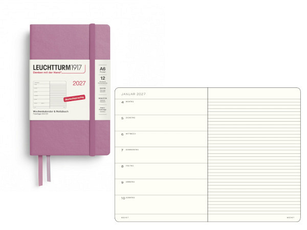 Agenda Leuchtturm Pocket 7 Tage auf 1 Seite Hardcover dusty rose