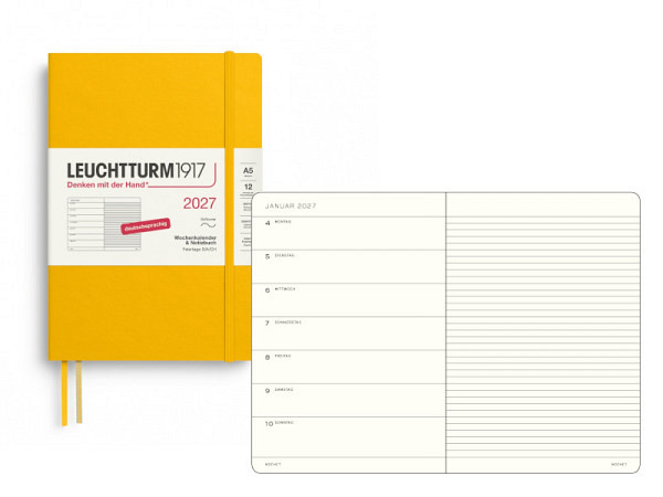 Agenda Leuchtturm Medium 7 Tage auf 1 Seite Softcover sunflower