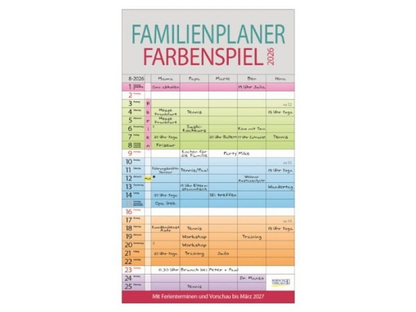 Familienplaner Korsch Farbenspiel mit 5 Spalten ..