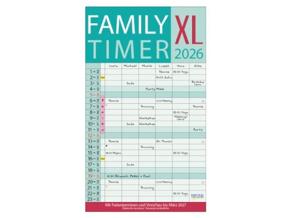 Familienplaner Korsch Family Timer XL mit 6 Spal..