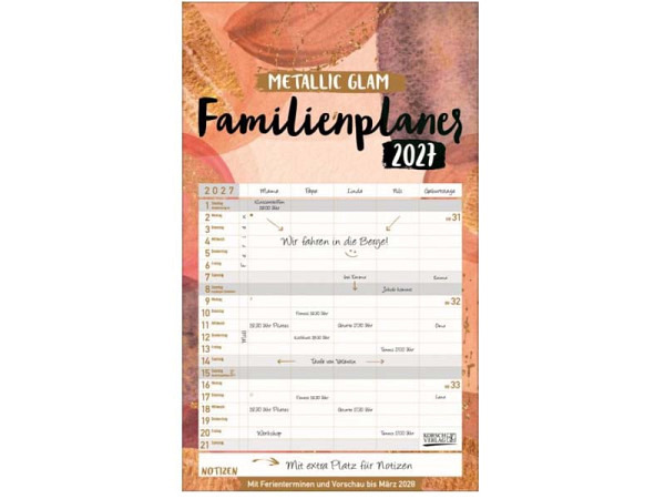 Familienplaner Korsch Metallic Glam 27x47cm