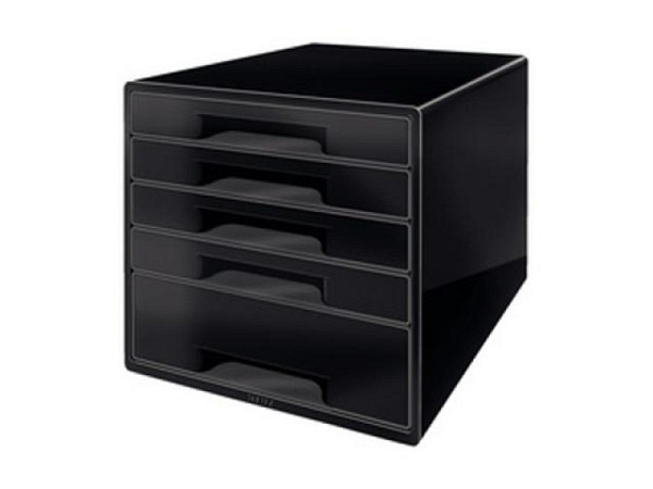 Büroset Leitz Wow Cube 5 schwarz-dunkegrau mit 5 Schubladen