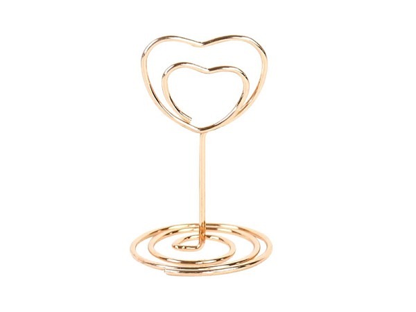 Kartenhalter Metall Herzform golden glänzend 10 Stk.
