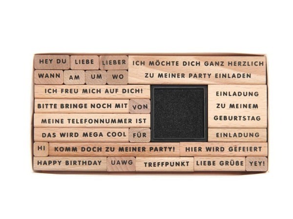Stempel Rico Design Holzstempel DIY Einladung zum Geburtstag 31er Set