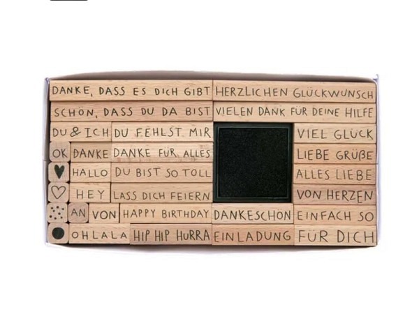 Stempel Rico Design Holzstempel DIY Text 31er Set