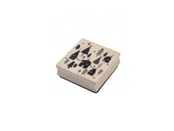 Stempel Artoz Winterdorf 60x60x19mm, aus Holz 