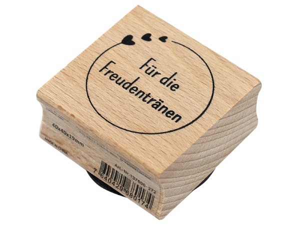 Stempel Artoz Kreis mit Text "Für die Freudentränen" Holzstempel 40x40x19mm