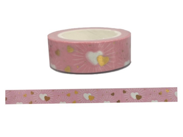 Klebeband Bastelpeter Washi Masking Tape rosa Herzen