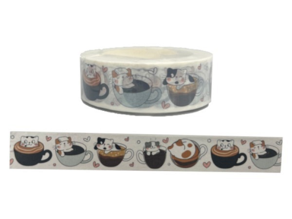 Klebeband Bastelpeter Washi Masking Tape Katzen in Teetassen