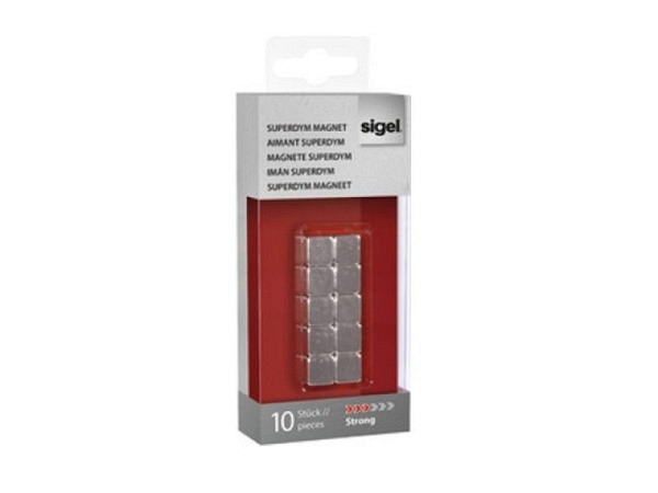 Magnet Sigel Cube artverum SuperDym, silber 10Stk Würfelform