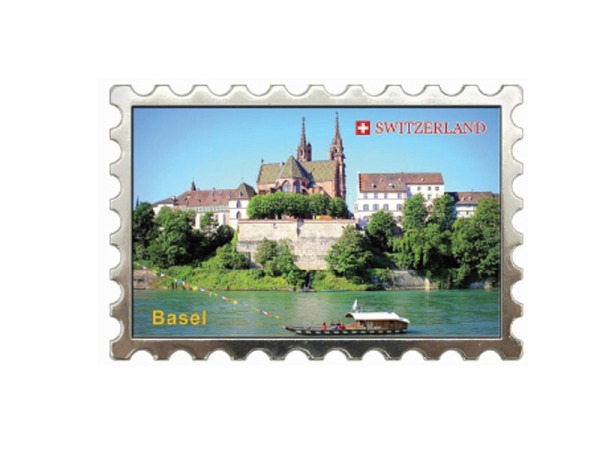 Magnet Metallmagnet mit rechteckigem Bild von Basel
