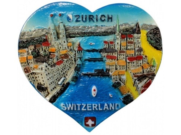 Magnet Zürich Limmat und See mit Ufer der Limmat