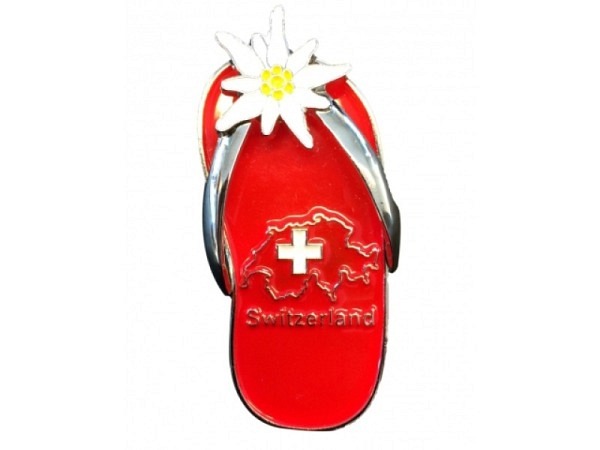 Magnet Switzerland Flip Flop rot mit Edelweiss und Schweiz