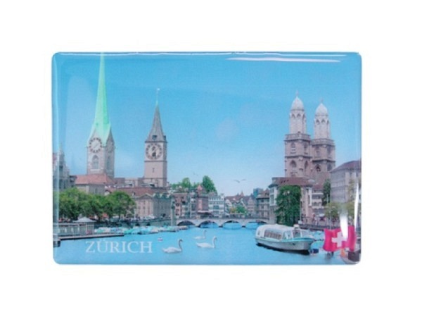 Magnet Zürich, rechteckiges Magnet mit Foto der Stadt Zürich