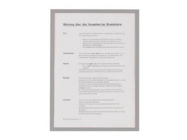 Sichttafel Berec Infotasche A4 mit grauem Rahmen