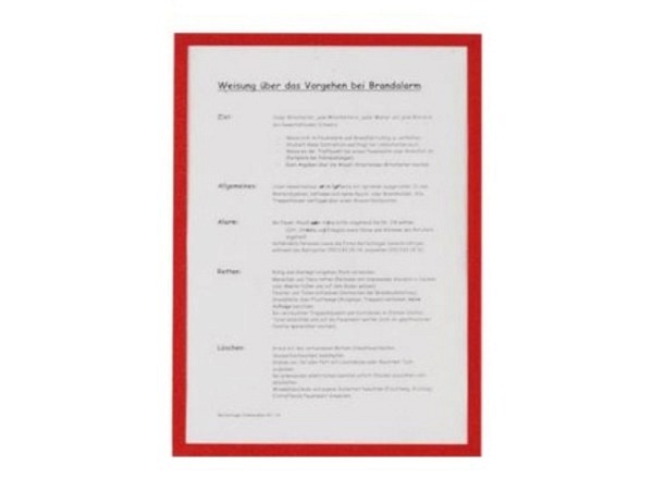Sichttafel Berec Infotasche A4 mit rotem Rahmen