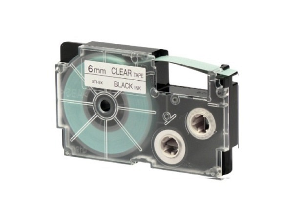 Beschriftungsband Casio 6mmx8m schwarz auf transparent, XR-6 X1