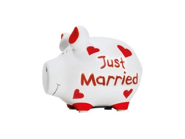 Geldkassette Sparschwein Just Married 12,5x10cm
