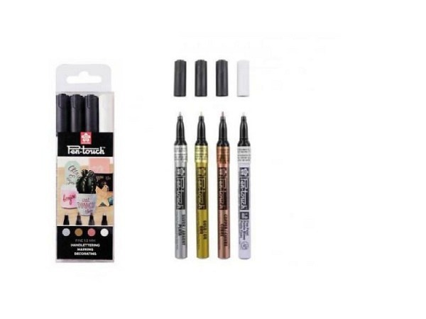 Filzstift Pen-Touch Marker Fine 1mm 4er Set Metallic