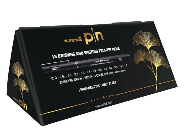 Filzstift Uniball Pin schwarz 18er Set