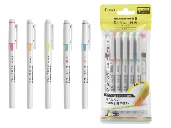 Leuchtstift Pilot KIRE-NA Basisfarben 5er Set