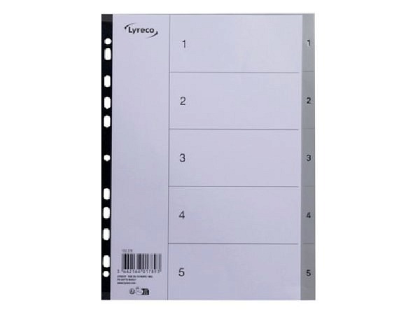 Register Lyreco Kunststoff grau 1-5 A4