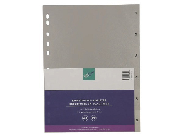 Register Büroline Kunststoff grau 1-6 A4