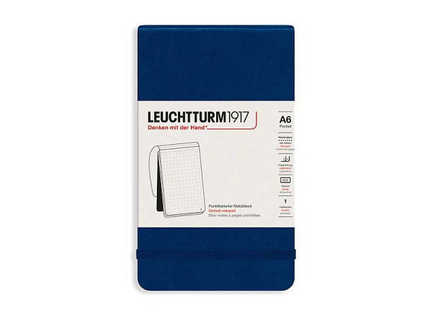 Notizblock Leuchtturm Pocket A6 Hardcover Marine Punktkariert