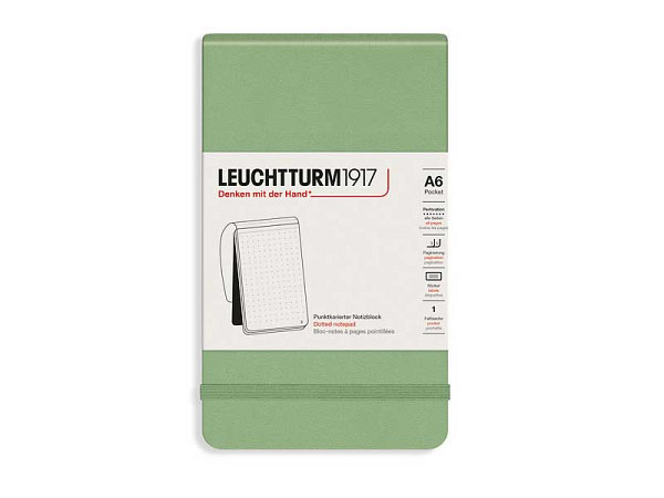 Notizblock Leuchtturm Pocket A6 Hardcover Salbei Punktkariert