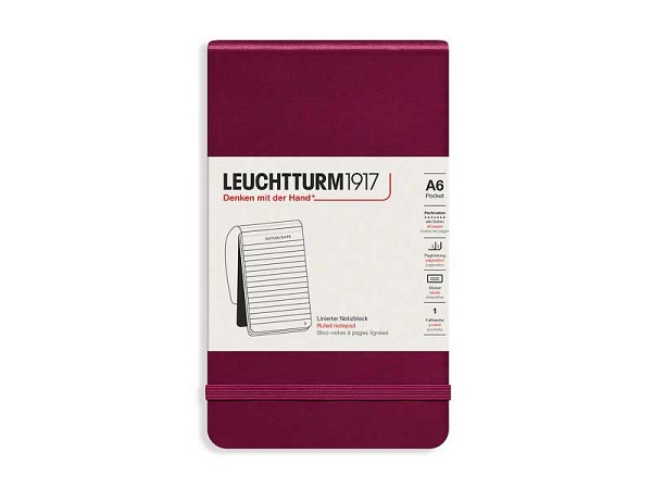 Notizblock Leuchtturm Pocket A6 Hardcover Port Red Liniert