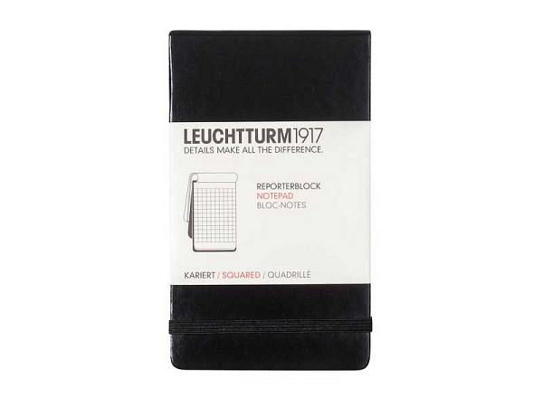 Notizblock Leuchtturm Pocket A6 Hardcover Schwarz Kariert