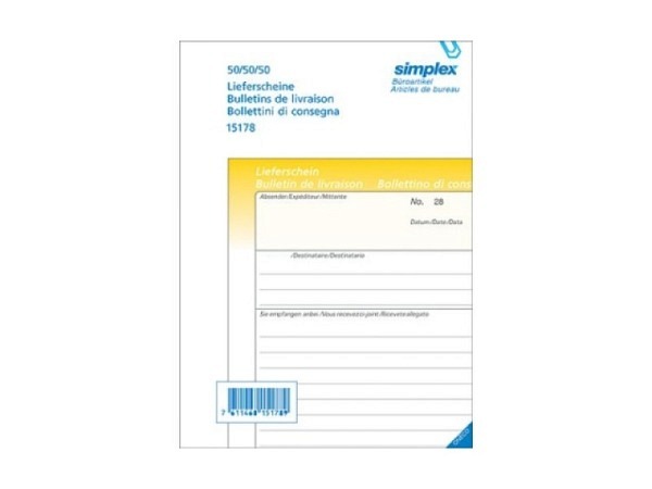 Lieferscheine Simplex A5 50x3, selbstdurchschrei..