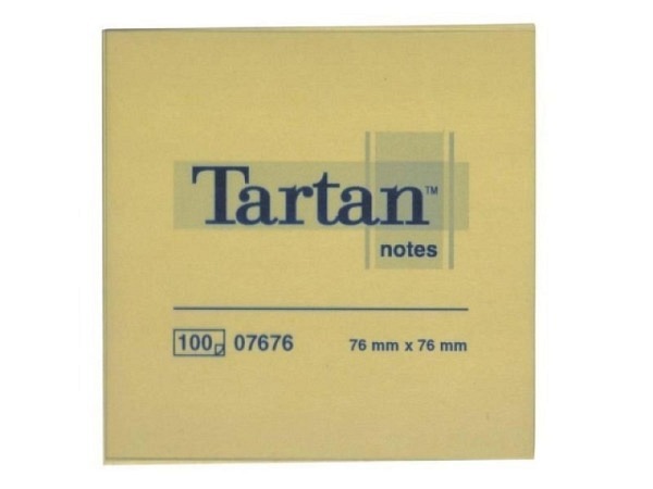 Haftnotizen Tartan 76x76mm hellgelb Block zu 100 Blatt
