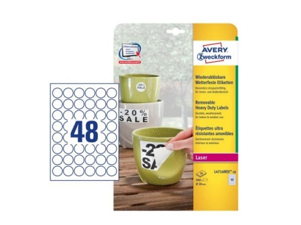 Etiketten Zweckform Ø30mm, weiss
