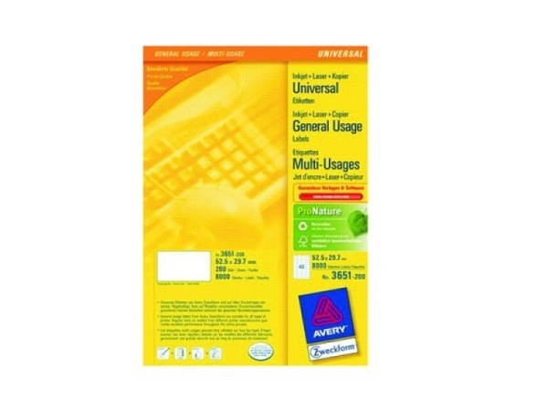 Etiketten Zweckform 29,7x52,5mm weiss Originalnr 3651