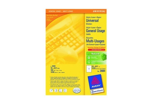 Etiketten Zweckform 67,7x70mm, weiss, Originalnummer 3661 A4