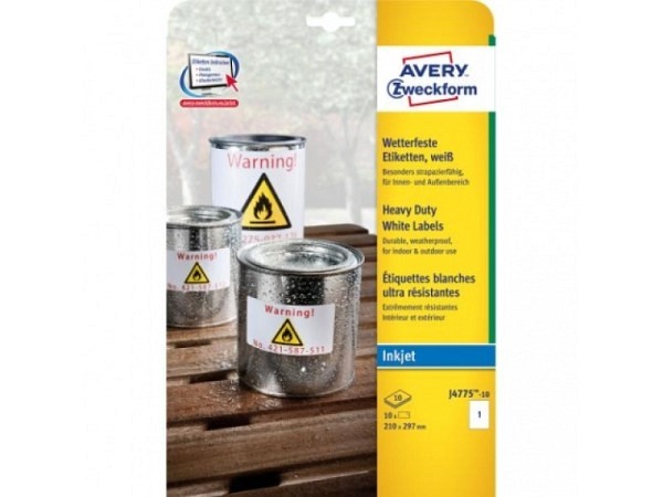 Etiketten Zweckform A4 210x297mm, weiss, Originalnr J4775-10