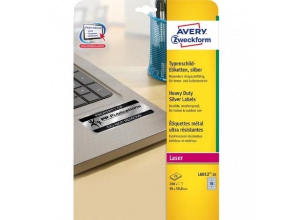 Etiketten Zweckform 50,8x96mm, silber, Originalnr L6012-20