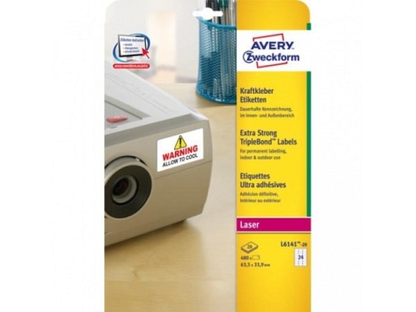 Etiketten Zweckform 33,9x63,5mm, weiss, Originalnr L6141-20
